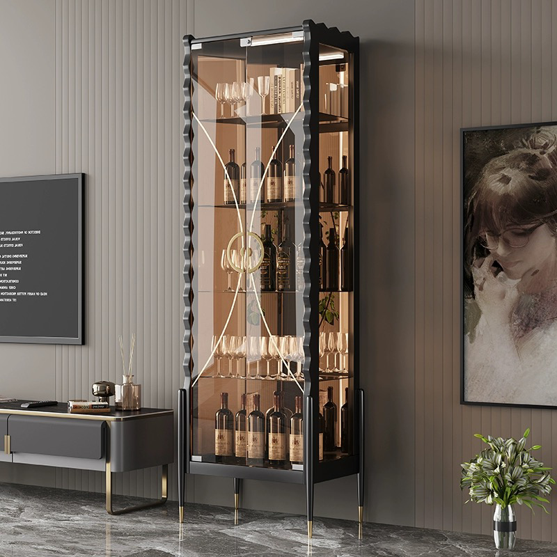 Modern Glass Tall Display Wine Cabinet – CharmyDecor