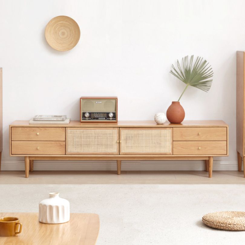 Black And Rattan Tv Stand