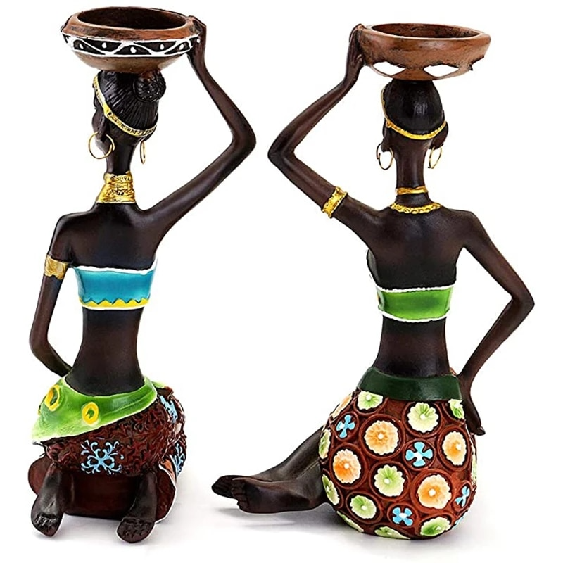 African Figurine Candle Holders Table Decor CharmyDecor