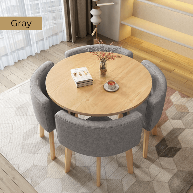 Natural Round Wooden Dining Table Set - CharmyDecor