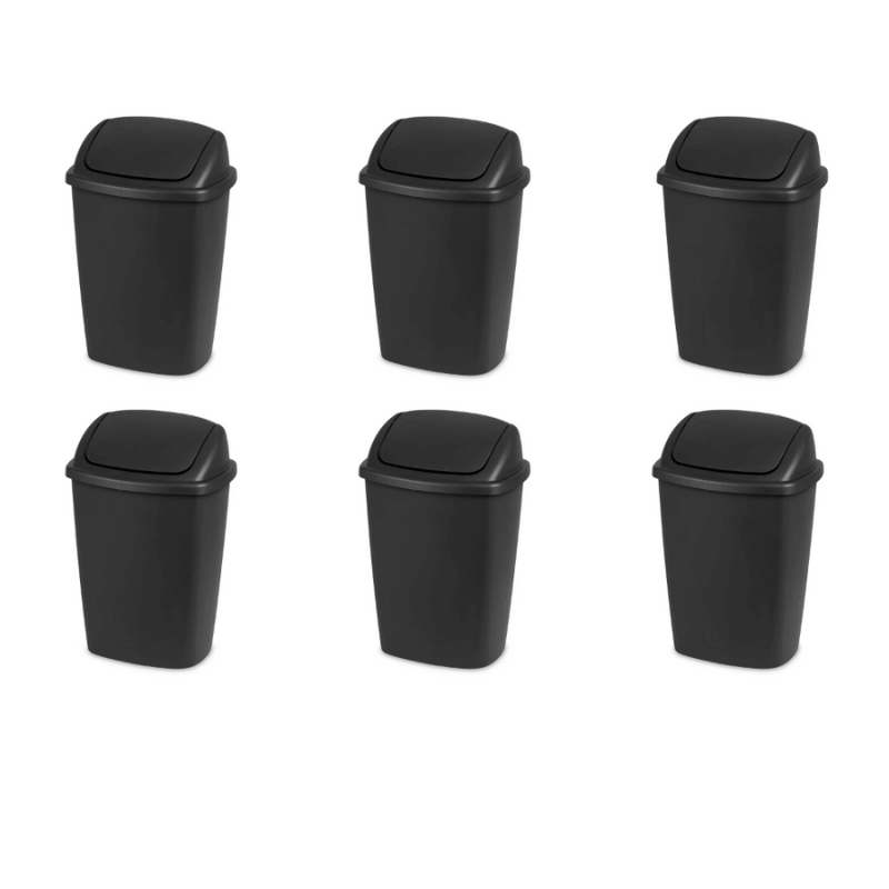 Black SwingTop Plastic Wastebasket CharmyDecor