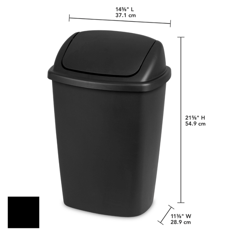 Black SwingTop Plastic Wastebasket CharmyDecor