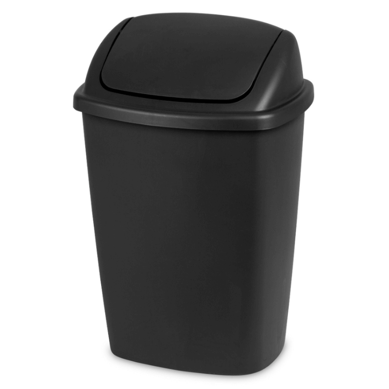 Black SwingTop Plastic Wastebasket CharmyDecor