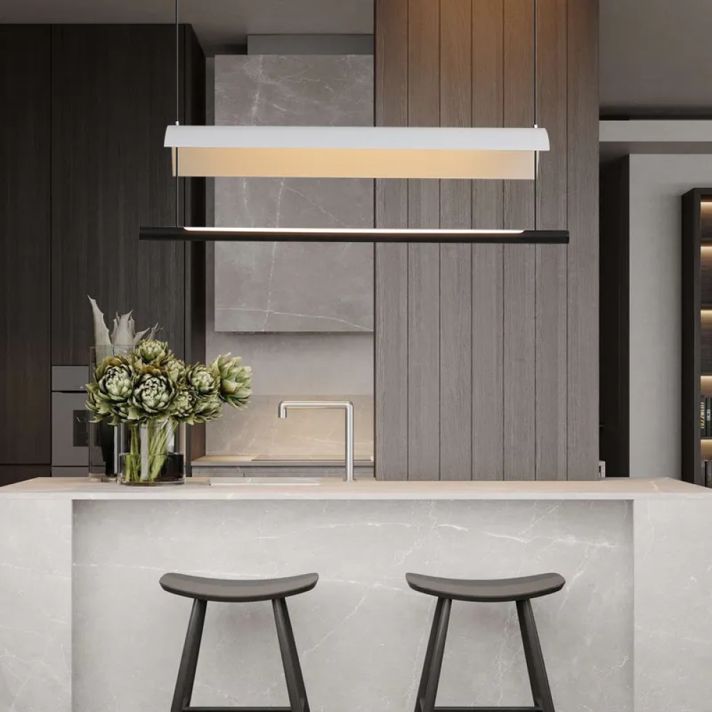 Stylish Black & White Linear LED Pendant Light Fixture – CharmyDecor