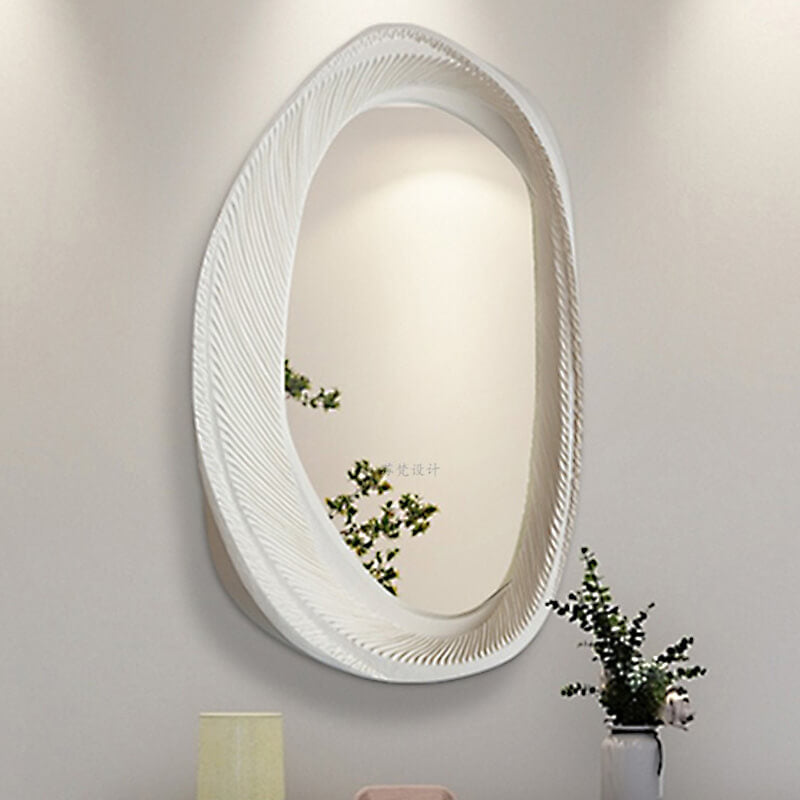 White Wood Framed Asymmetrical Mirror CharmyDecor