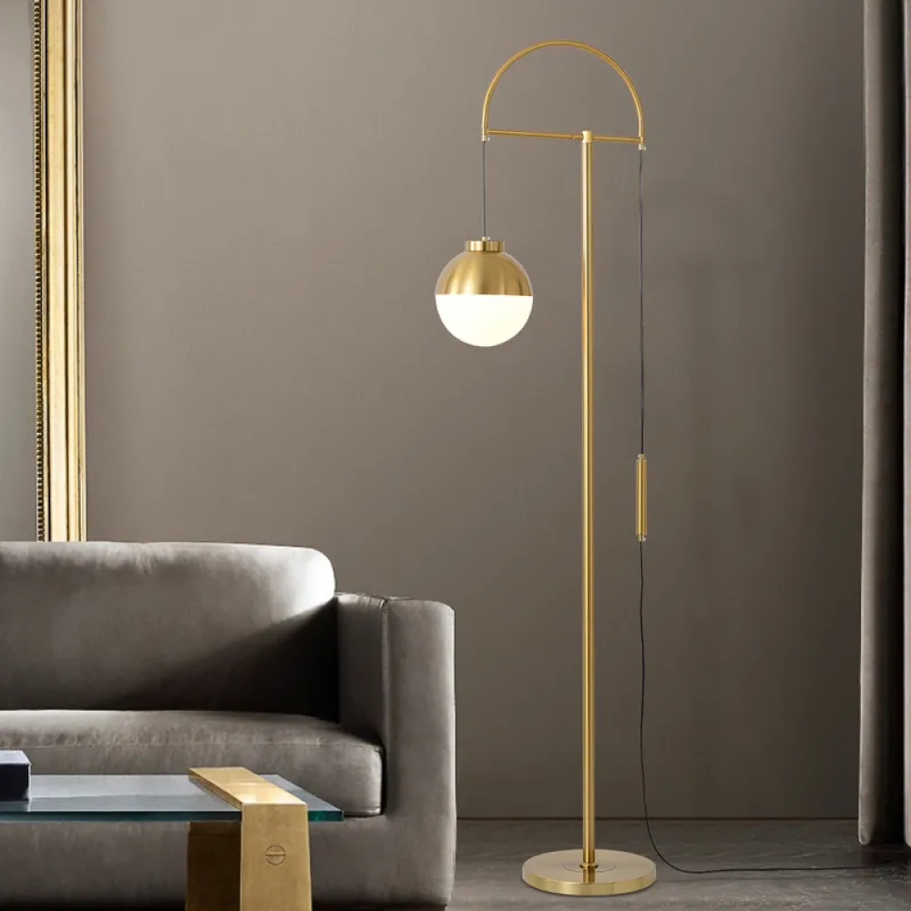 Modern Gold Arc Globe Floor Lamp CharmyDecor