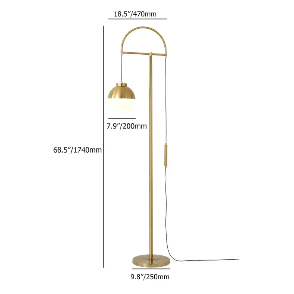 Modern Gold Arc Globe Floor Lamp CharmyDecor